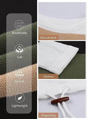 Dokotoo Sweaters for Women Round Neck Striped Cute Winter Pullover Sweaters for Women Fashion 2023 Drawstring Green Small - Bona Fide Fashion