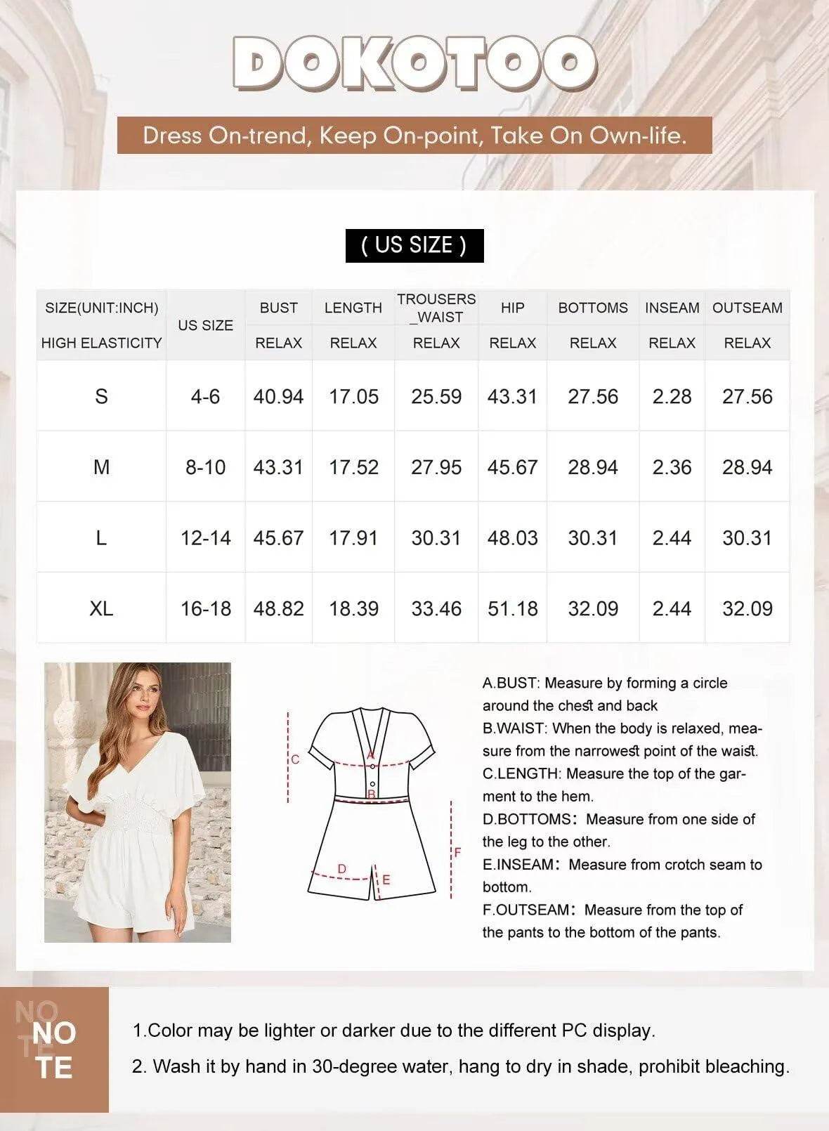 Dokotoo Women's Romper V Neck Button Short Sleeve Smocked Short Casual Summer Rompers Jumpsuits Vacation Outfits for Women Womens Summer Clothes Beach Outfits for Women White Large - Bona Fide Fashion