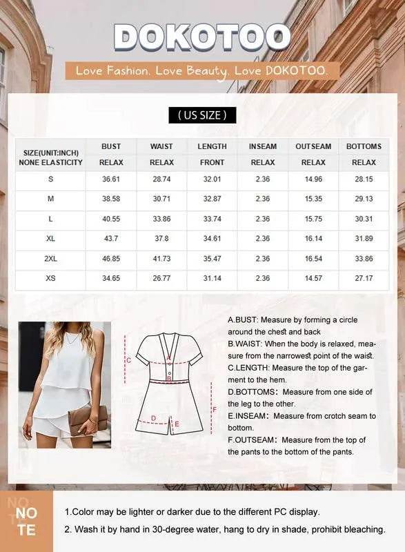 Dokotoo Womens Ladies Fashion 2023 Elegant Summer Casual Sexy Off Shoulder Halter Neck Ruffle Chiffon Sleeveless One Piece Short Rompers Jumpsuits for Women Short White M - Bona Fide Fashion