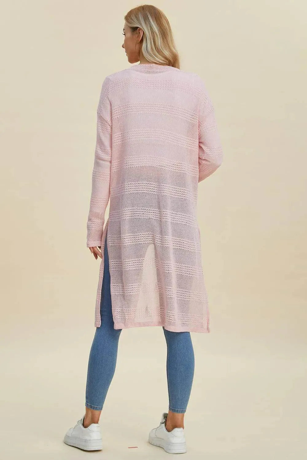 Double Take Full Size Open Front Longline Cardigan - Bona Fide Fashion