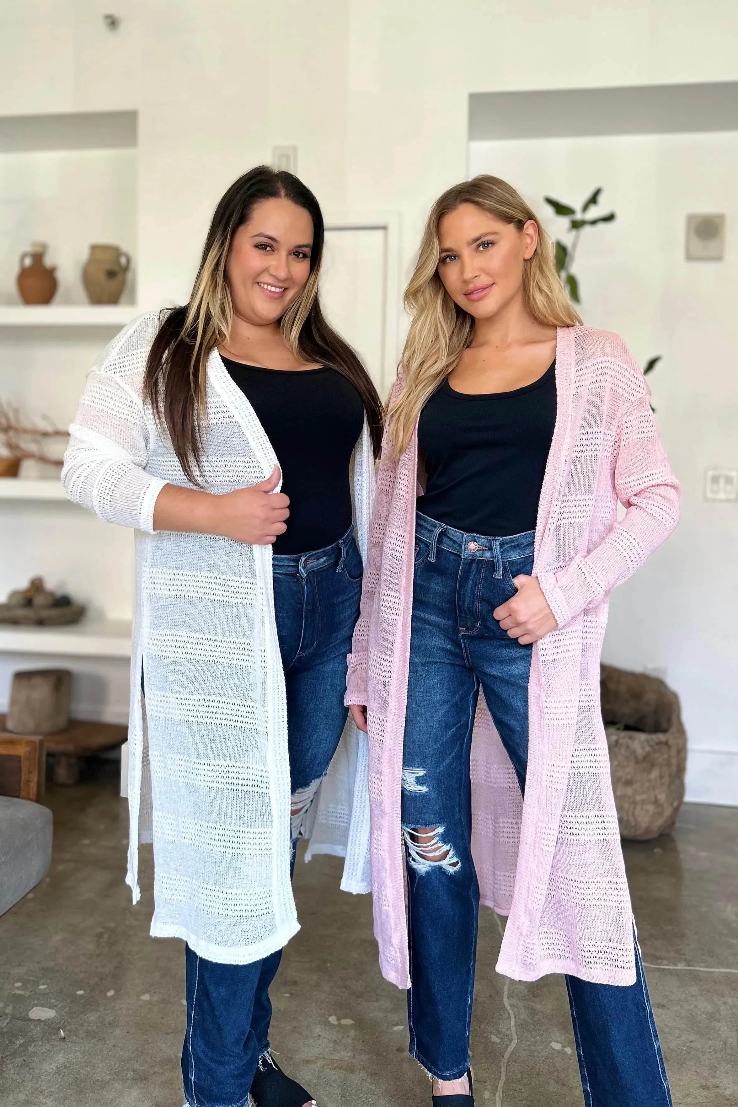 Double Take Full Size Open Front Longline Cardigan - Bona Fide Fashion