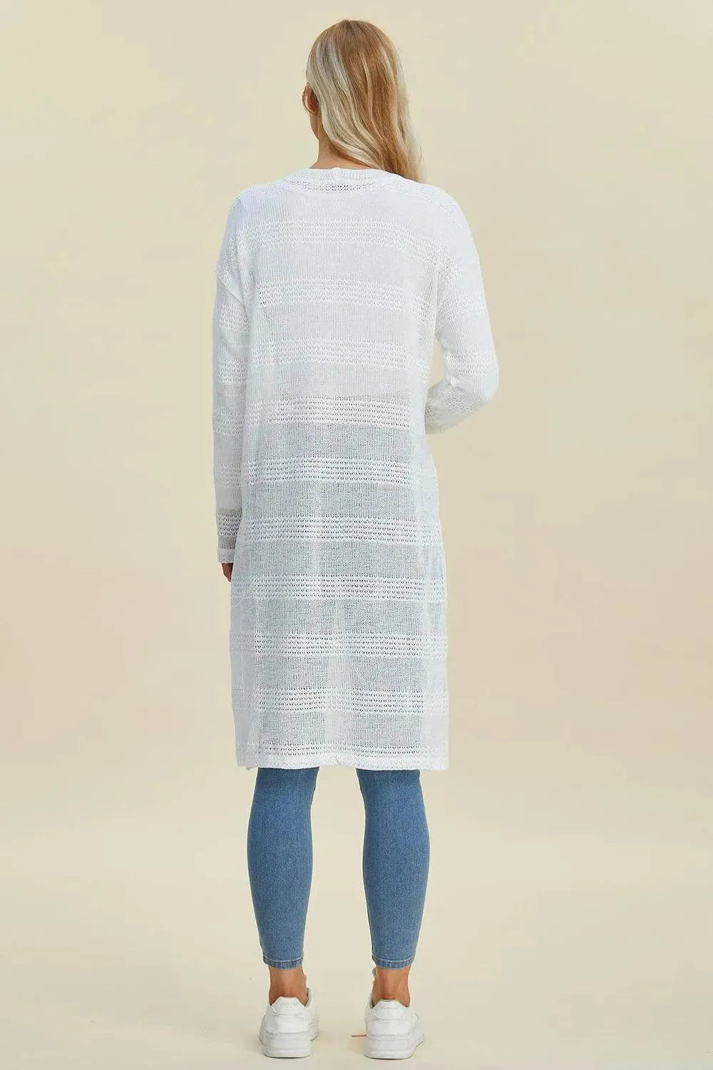 Double Take Full Size Open Front Longline Cardigan - Bona Fide Fashion