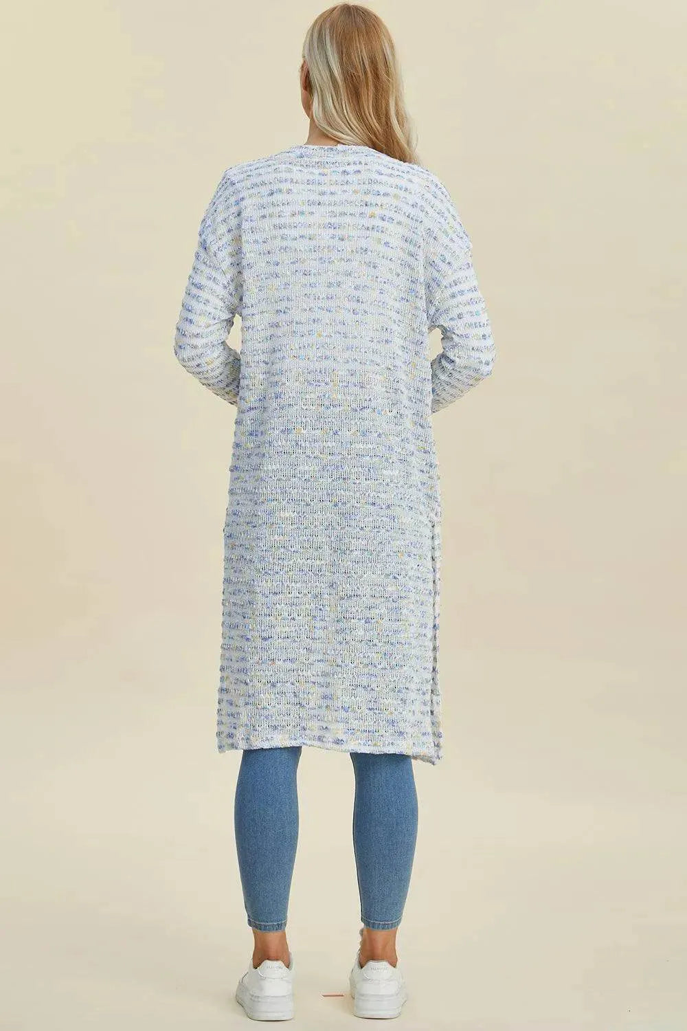 Double Take Full Size Open Front Longline Cardigan - Bona Fide Fashion