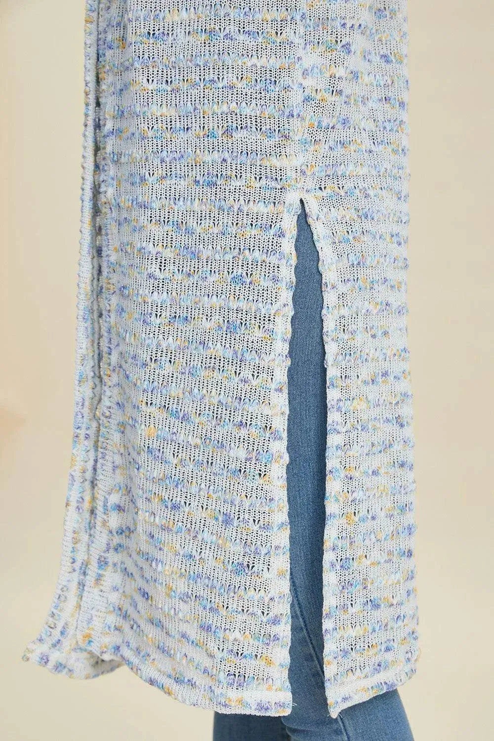 Double Take Full Size Open Front Longline Cardigan - Bona Fide Fashion