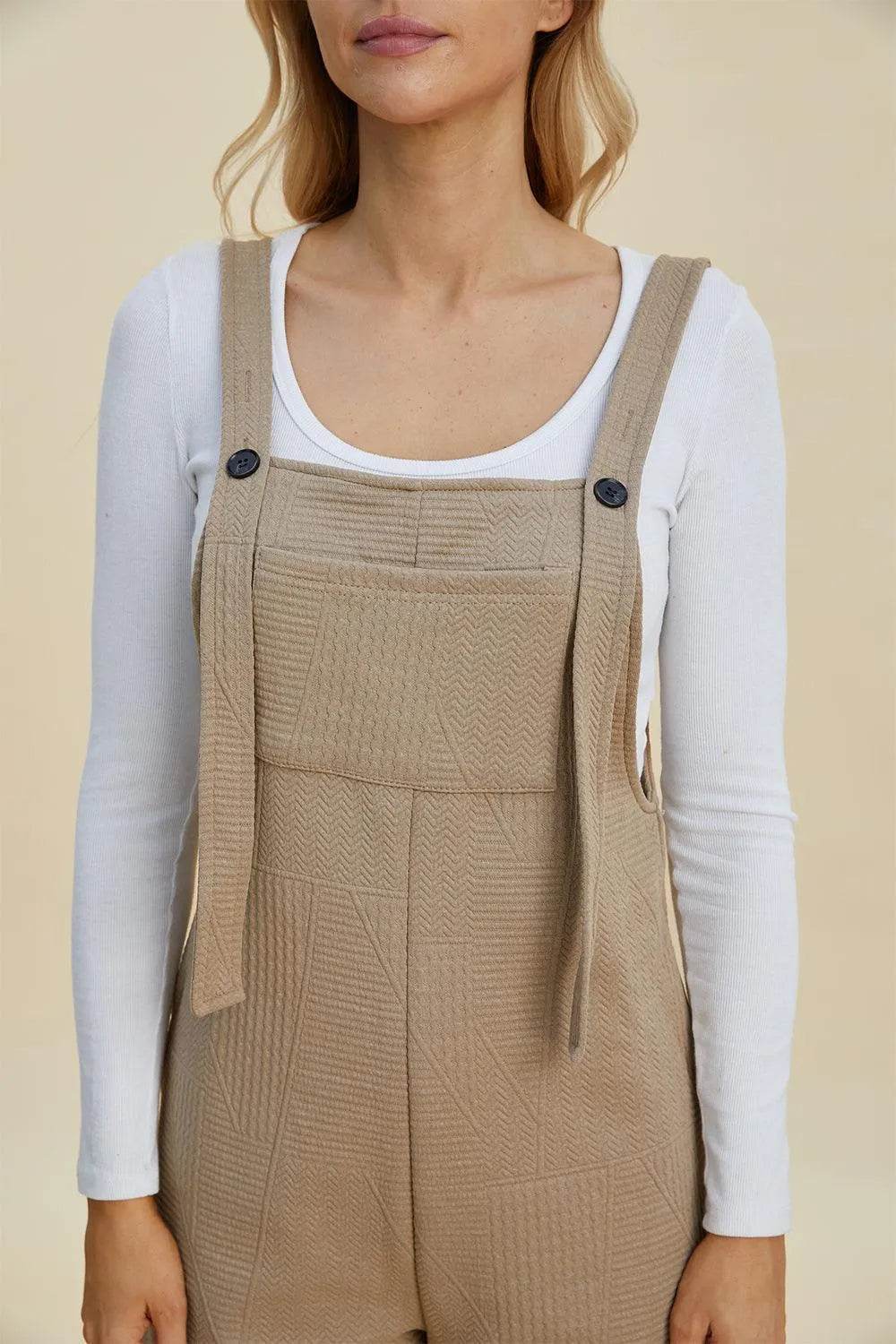 Double Take Full Size Texture Sleeveless Romper - Bona Fide Fashion