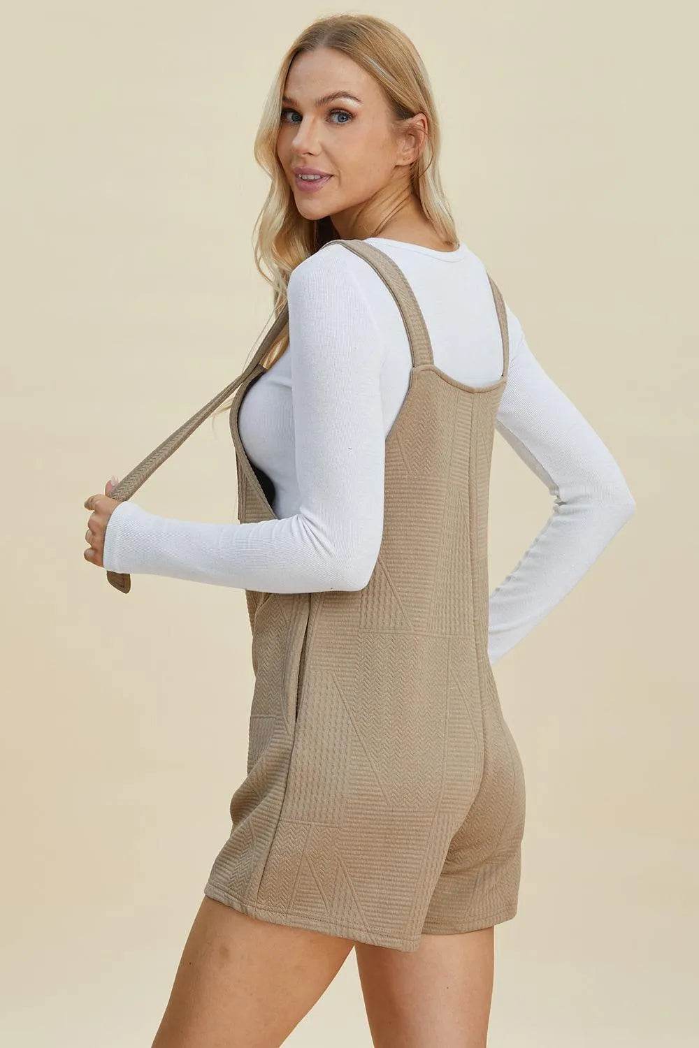 Double Take Full Size Texture Sleeveless Romper - Bona Fide Fashion