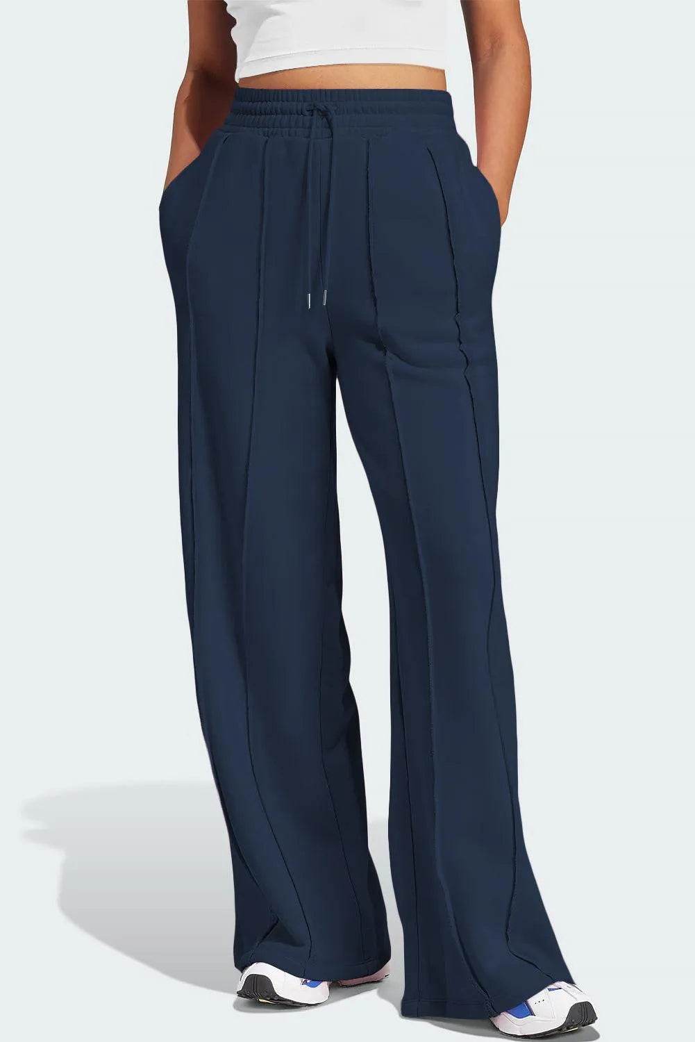 Drawstring Wide Leg Active Pants - Bona Fide Fashion