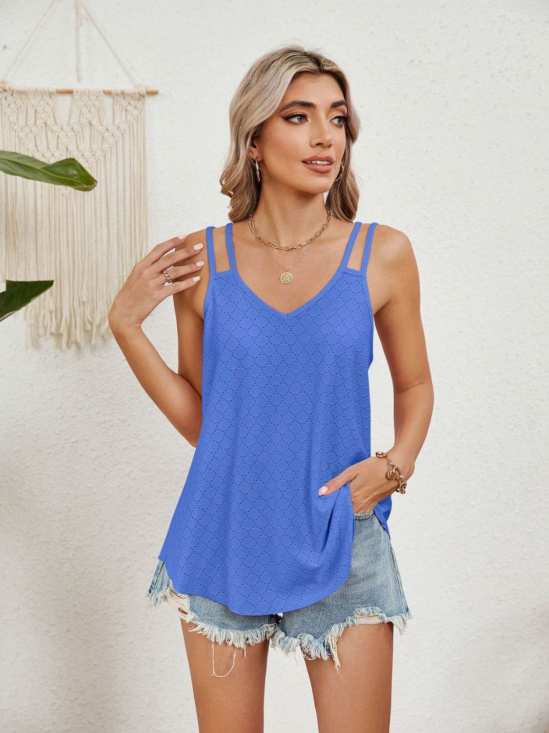 Florira Cutout Eyelet Tank - Bona Fide Fashion