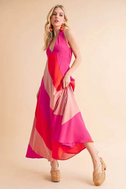 Aemi+Co Color Block Sleeveless Maxi Dress - Bona Fide Fashion