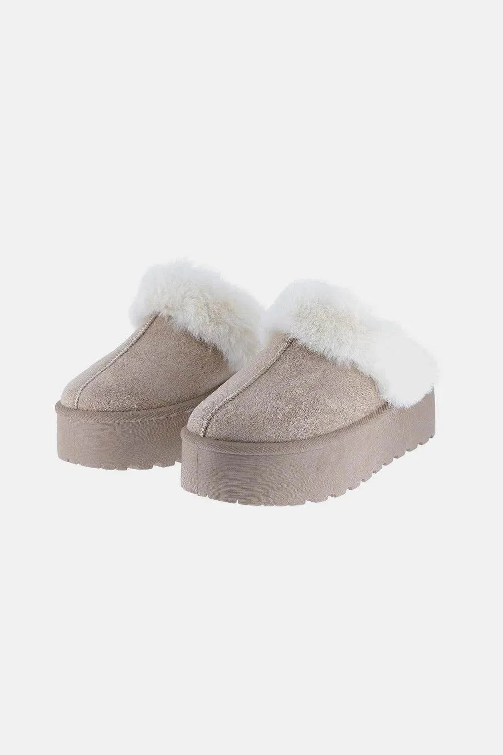 Weeboo Thick Bottom Fur Trim Snow Slippers - Bona Fide Fashion
