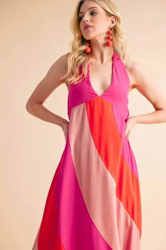 Aemi+Co Color Block Sleeveless Maxi Dress - Bona Fide Fashion