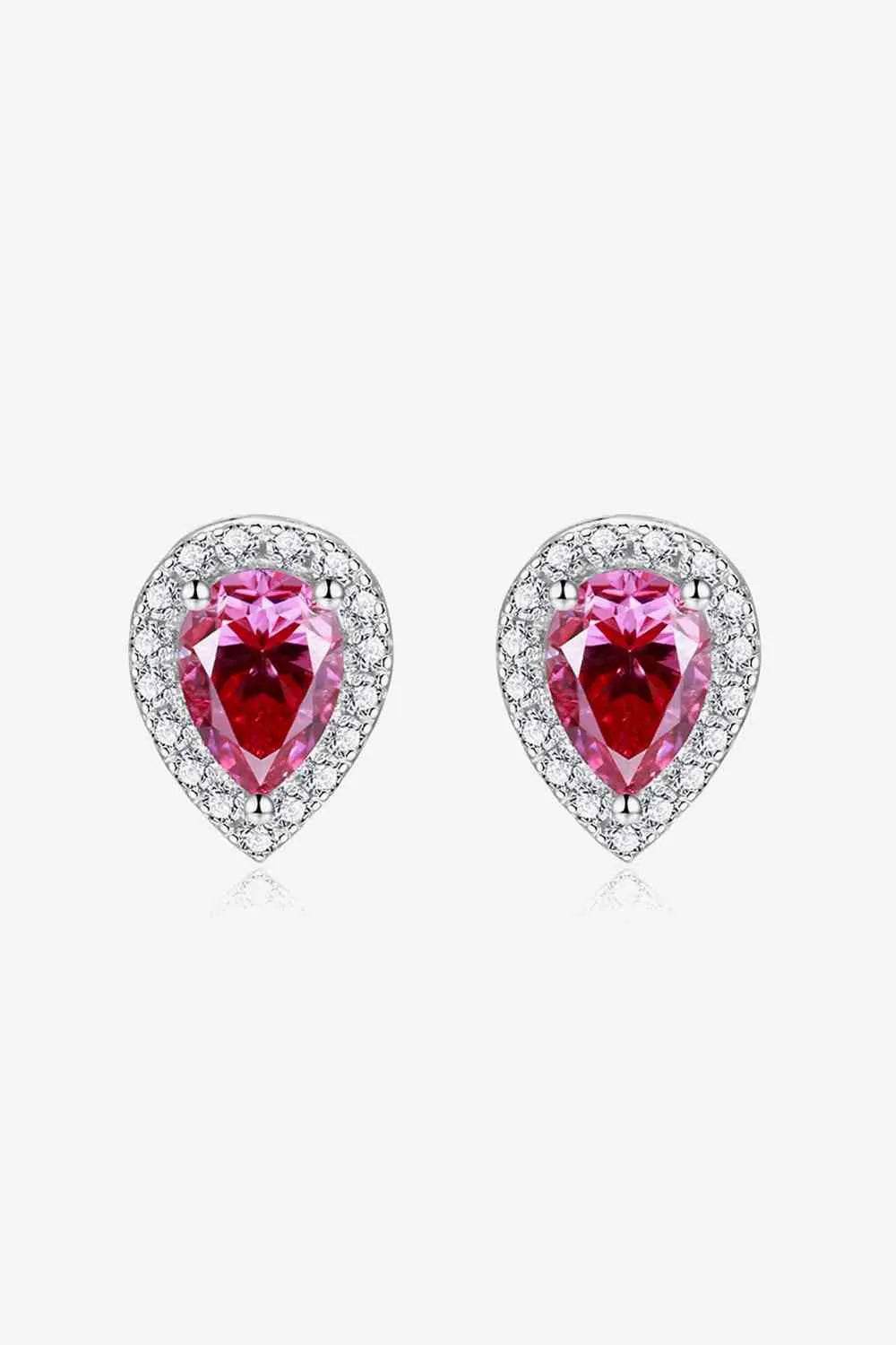 2 Carat Moissanite Teardrop Stud Earrings in Rose - Bona Fide Fashion