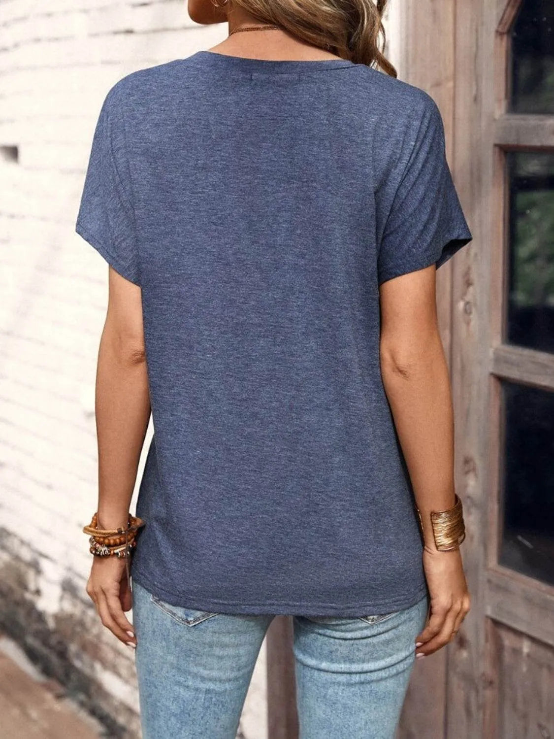 Half Button Short Sleeve Top - Bona Fide Fashion