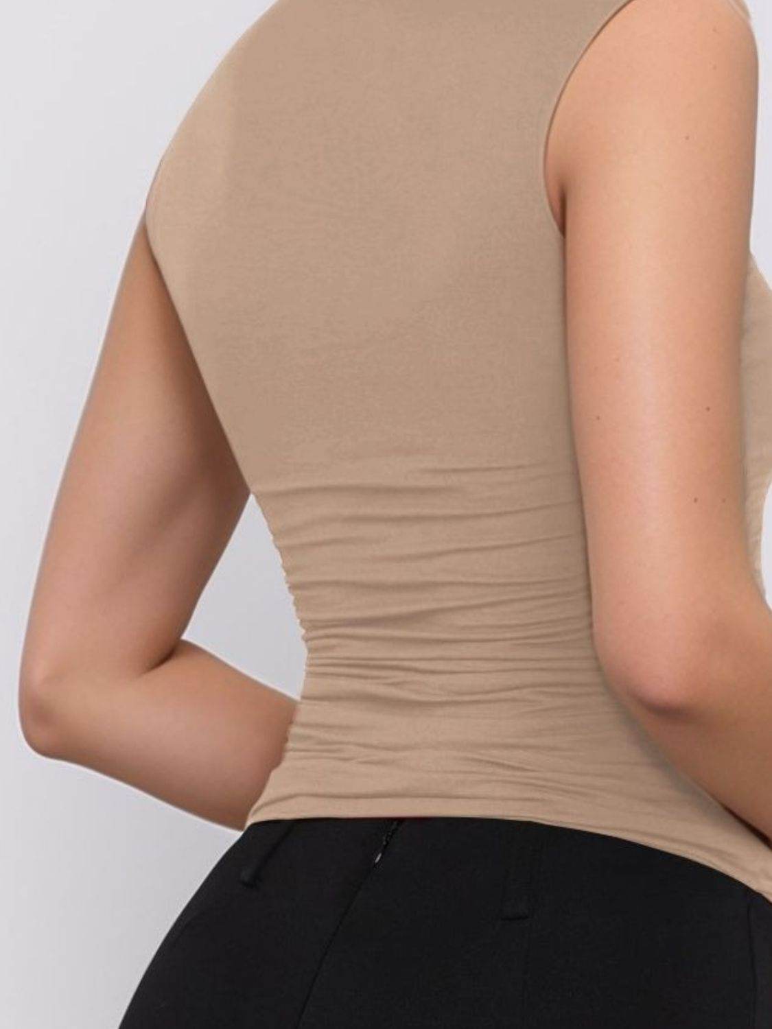 Mock Neck Ruched Tank - Bona Fide Fashion