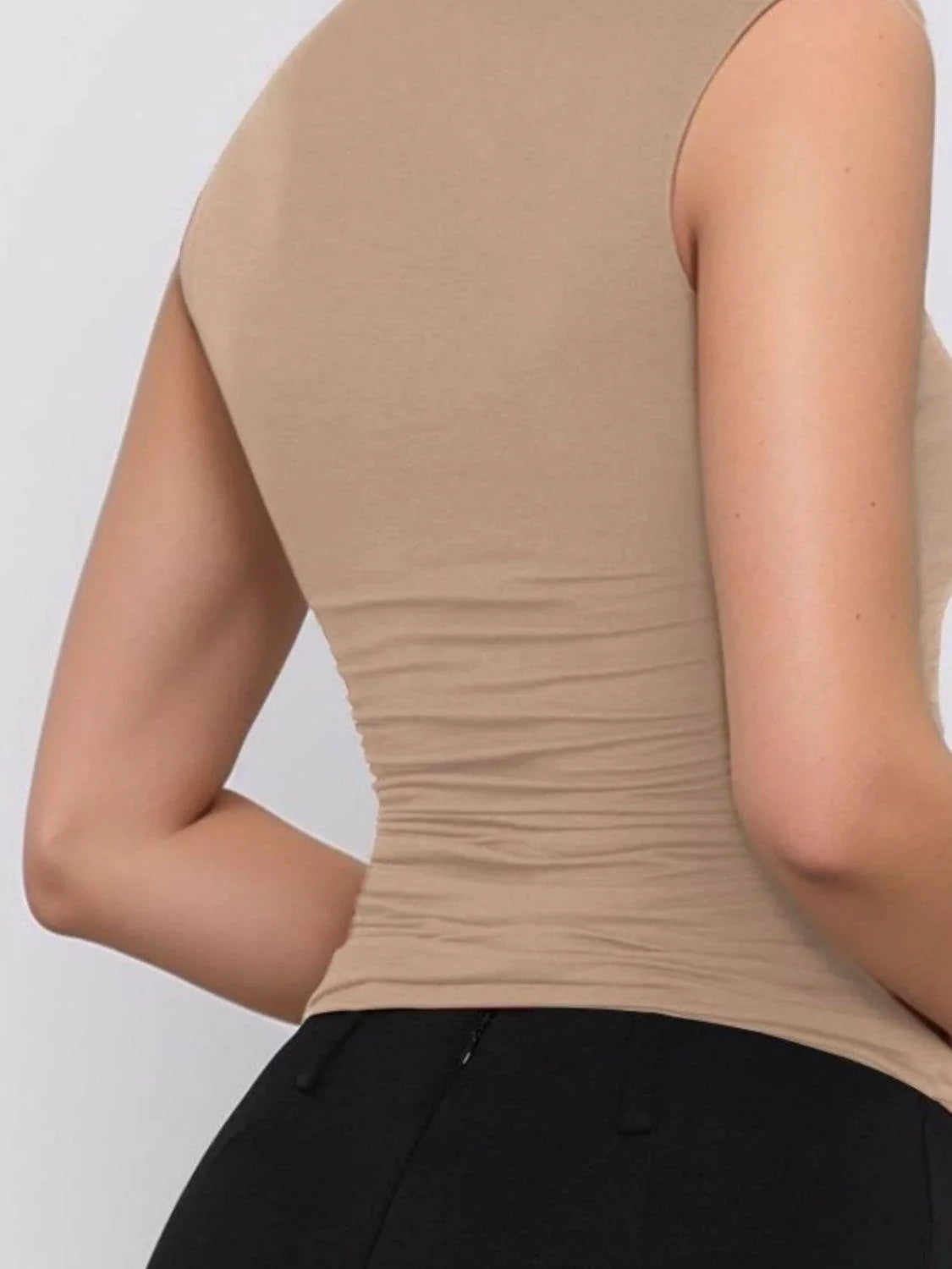 Mock Neck Ruched Tank - Bona Fide Fashion