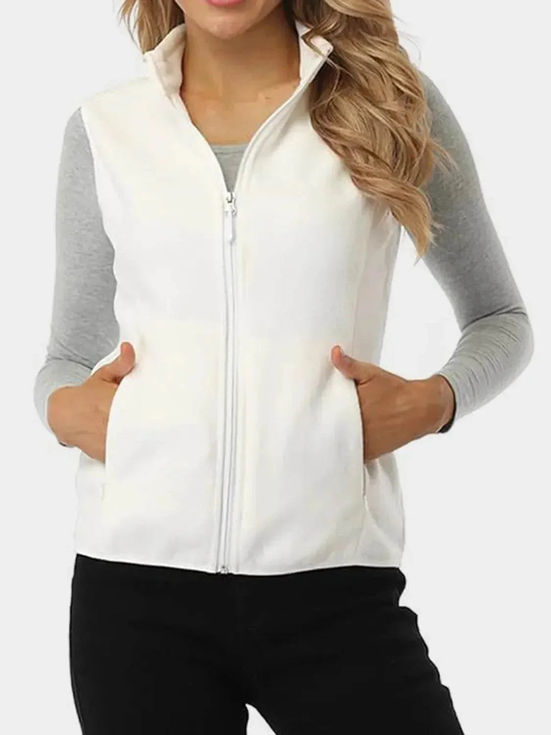 Zip Up Turtleneck Vest with Pockets - Bona Fide Fashion