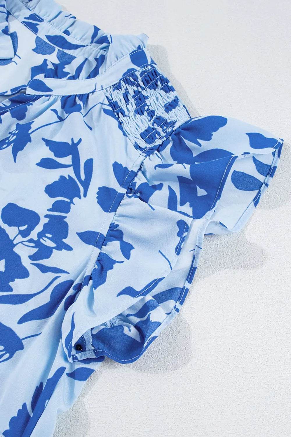 Floral Print Tiered Frilled Trim Flutter Sleeve Dress - Bona Fide Fashion