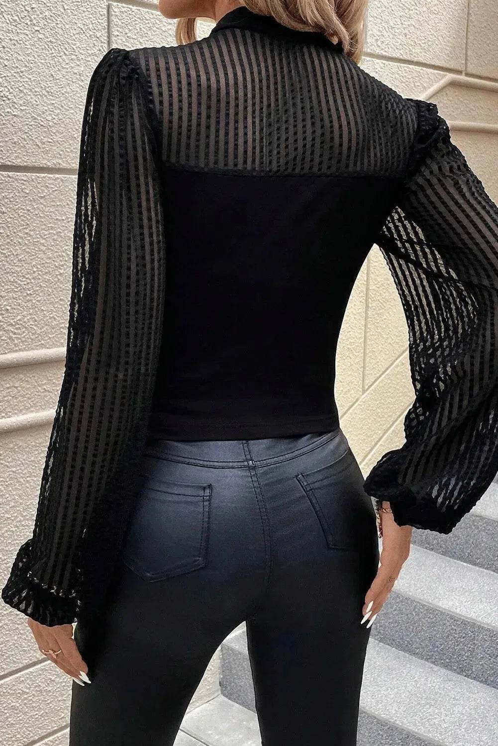 Mock Neck Long Sleeve Blouse - Bona Fide Fashion