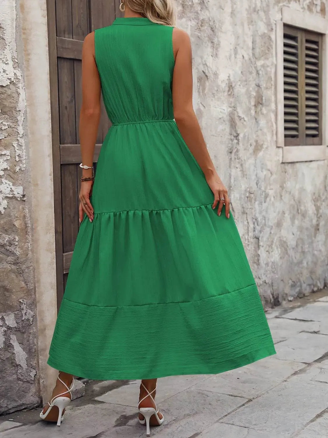 Notched Sleeveless Maxi Tank Dress - Bona Fide Fashion