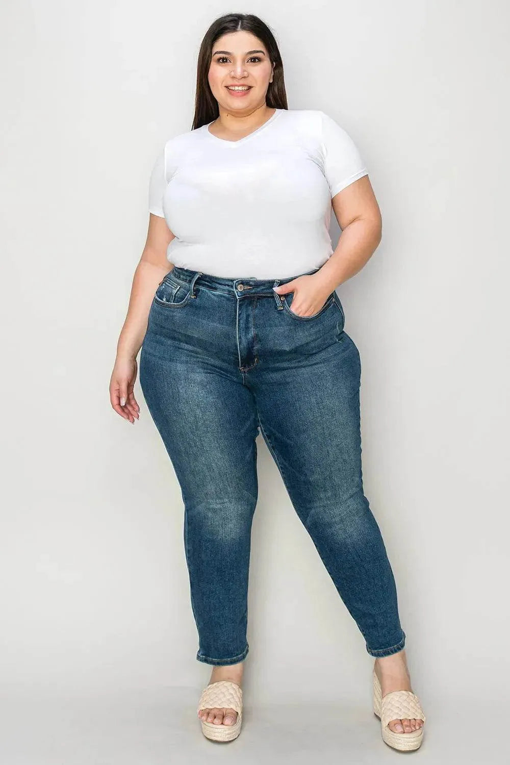 Judy Blue Full Size Tummy Control High Waist Slim Jeans - Bona Fide Fashion