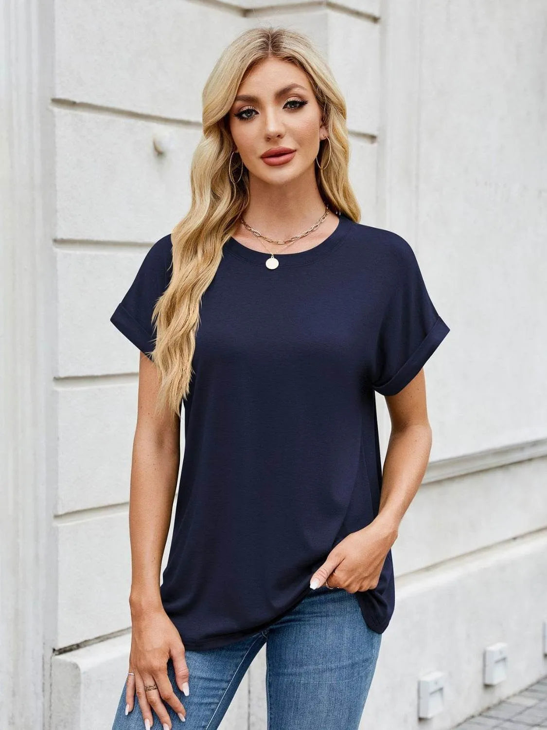 Florira Round Neck Short Sleeve T-Shirt - Bona Fide Fashion