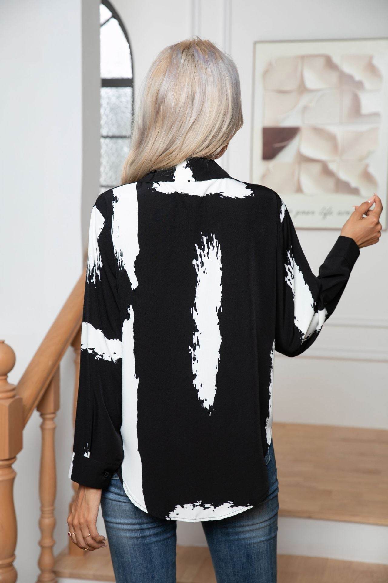 Button Down Printed Long Sleeve Shirt - Bona Fide Fashion
