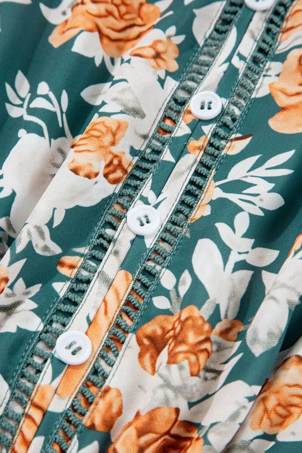 Floral Print Trimmed V Neck Tie Waist Sleeveless Dress - Bona Fide Fashion