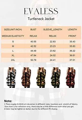 EVALESS Color Block Plaid Shacket Jackets for Women Sexy V Neck Outfits Long Sleeve Button Down Lightweight Flannel Shirts Jackets Cardigans Coats With Pockets Brown X-Large - Bona Fide Fashion