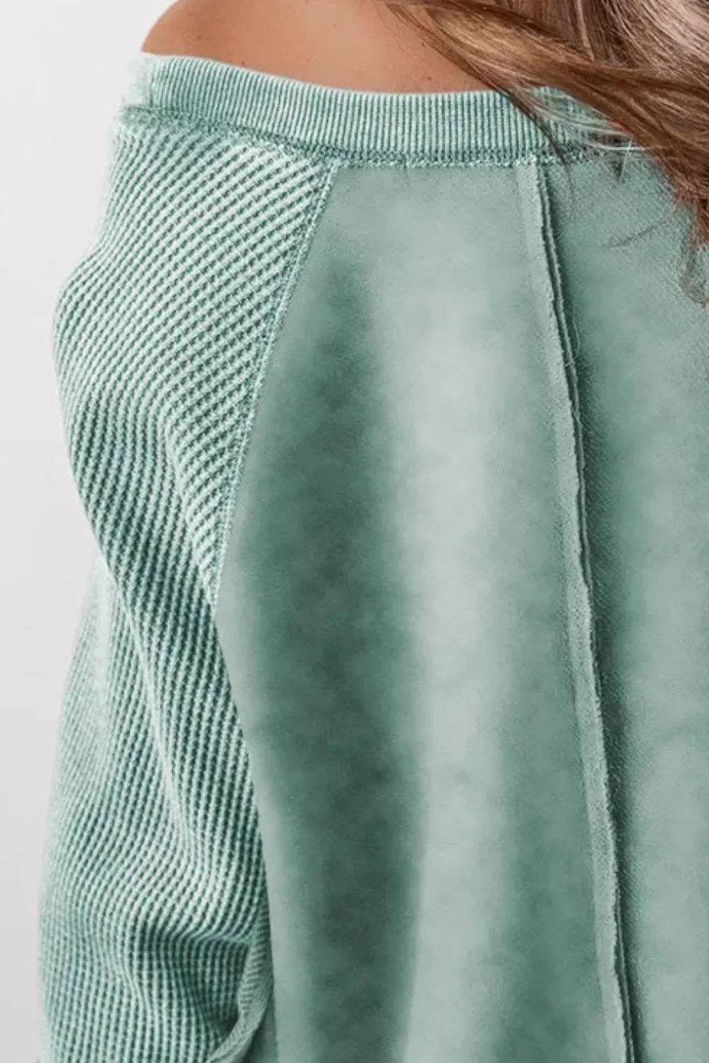 Exposed Seam Long Sleeve Sweatshirt - Bona Fide Fashion