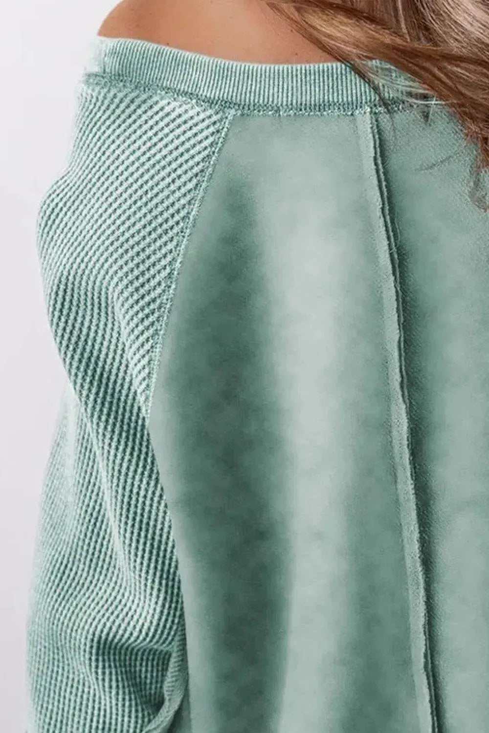 Exposed Seam Long Sleeve Sweatshirt - Bona Fide Fashion