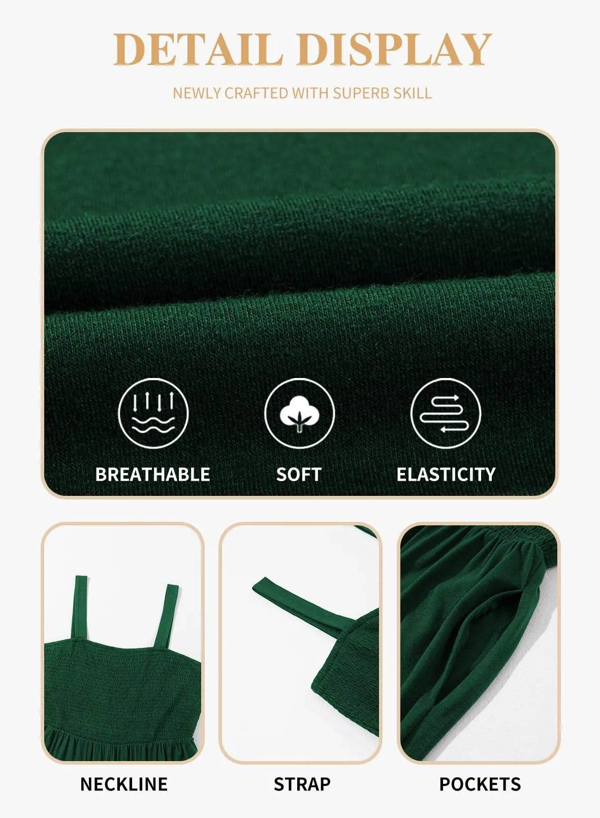 Eytino Womens Plus size Overalls Sleeveless Stretchy Wide Leg Pants Romper Jumpsuit with Pockets,3X Blackish Green - Bona Fide Fashion