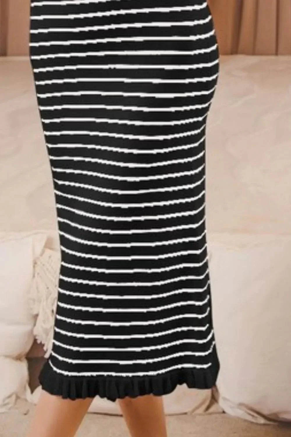 SO ME Stripe Sleeveless Sweater Knit Maxi Dress With Ruffled Hem - Bona Fide Fashion