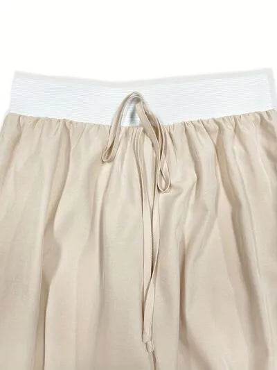 Round Neck Short Sleeve Top and Tied Pants Set - Bona Fide Fashion