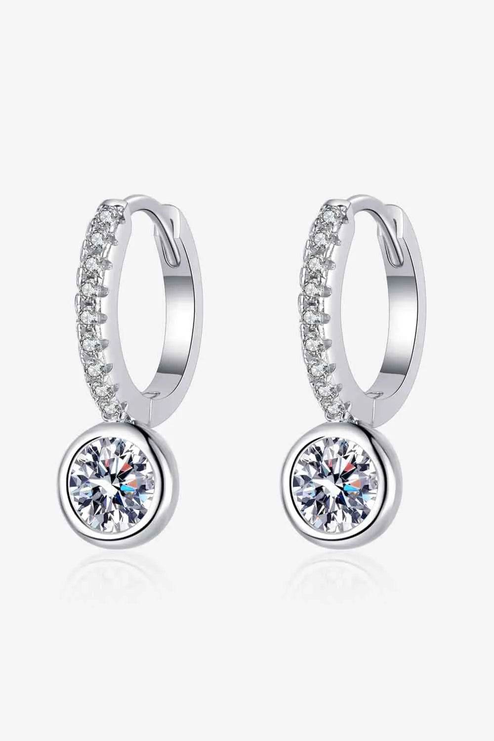 1 Carat Moissanite Rhodium-Plated Drop Earrings - Bona Fide Fashion
