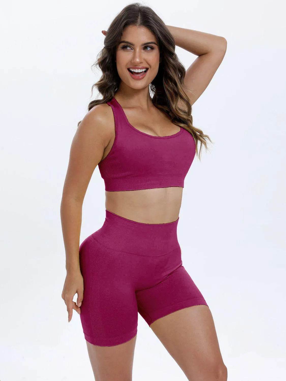 Scoop Neck Wide Strap Top and Shorts Active Set - Bona Fide Fashion