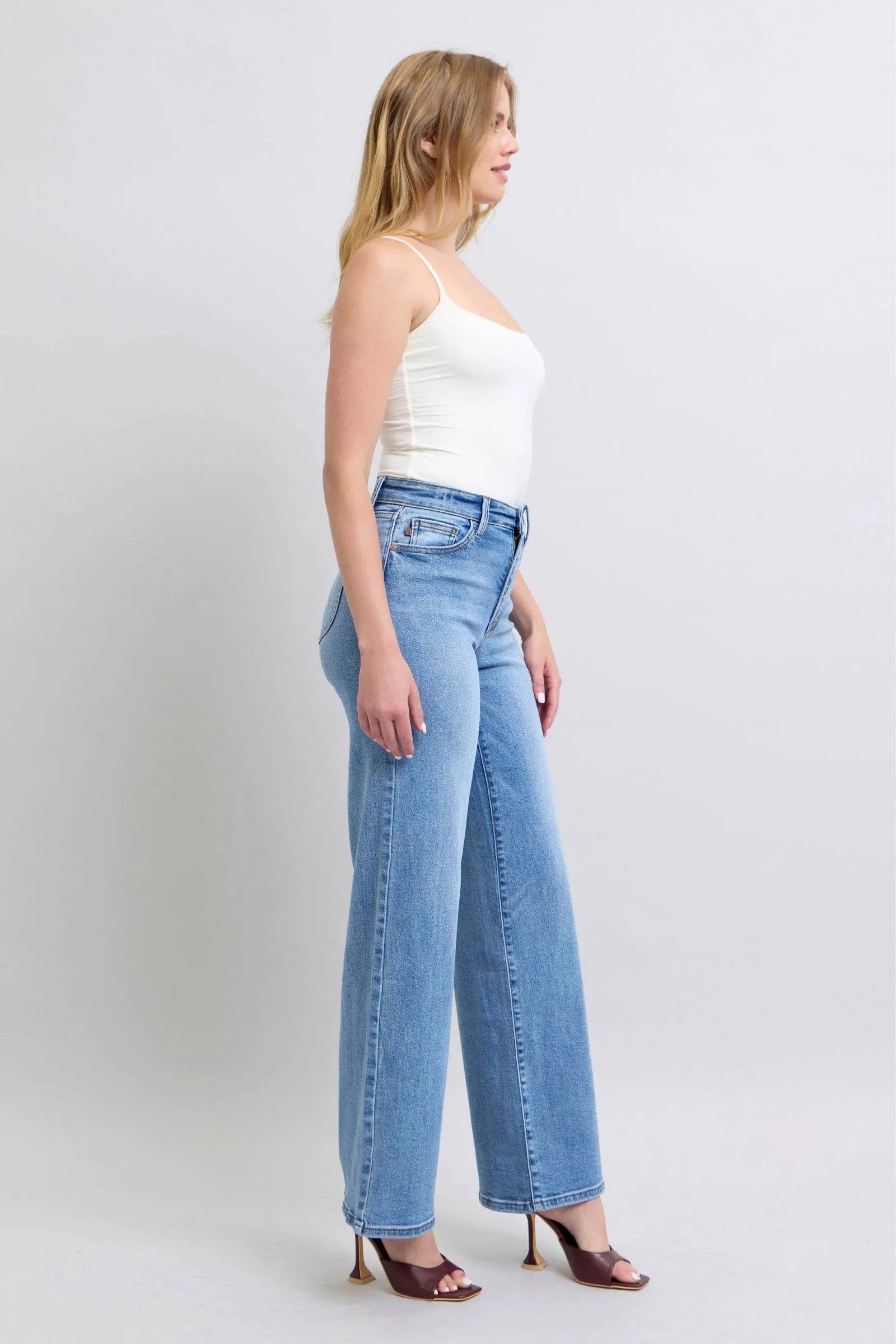 Judy Blue Full Size Wide Leg Jeans with Pockets - Bona Fide Fashion