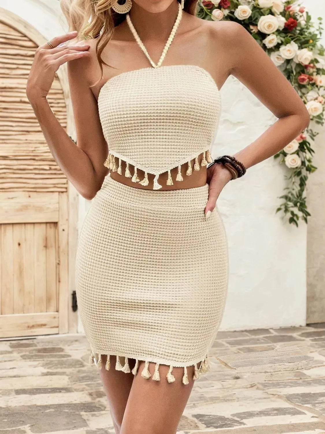 Waffle Halter Neck & Skirt Set | Cozy & Trendy Matching Outfit – Bona Fide Fashion - Matching Sets