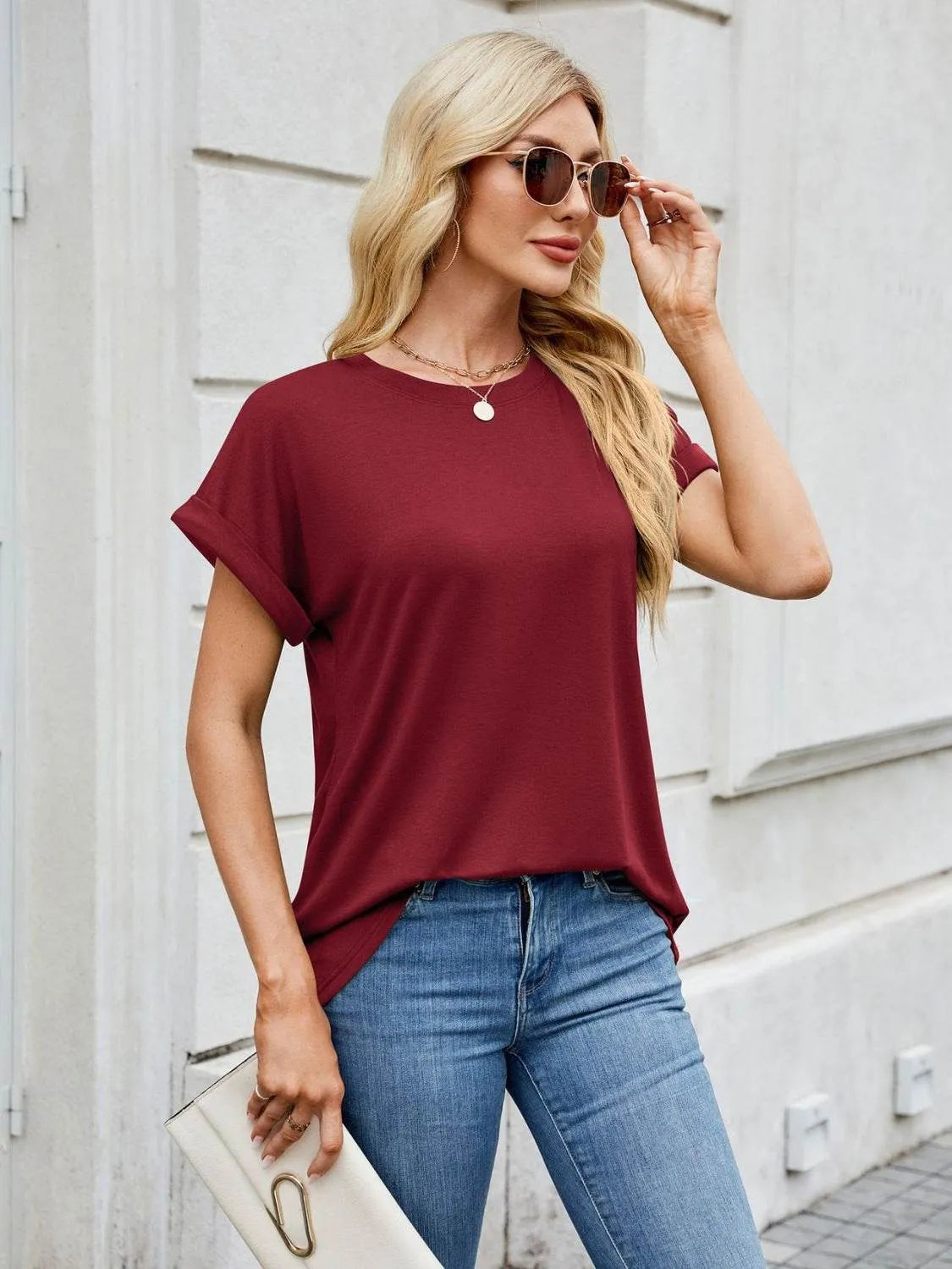 Florira Round Neck Short Sleeve T-Shirt - Bona Fide Fashion
