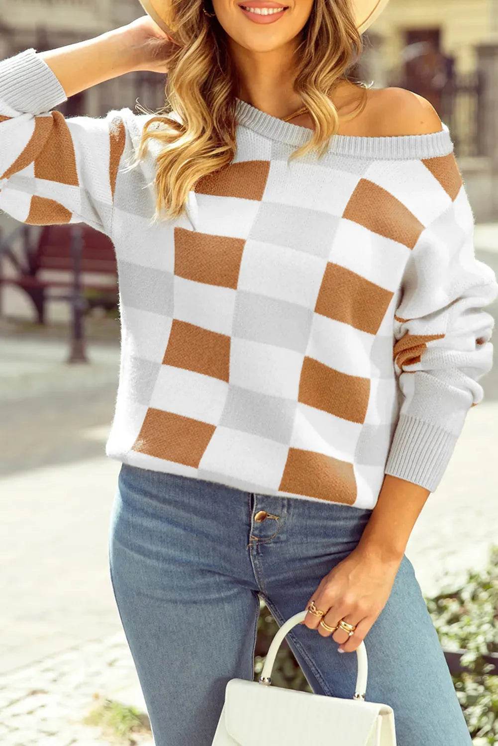 Color Block Round Neck Sweater - Bona Fide Fashion