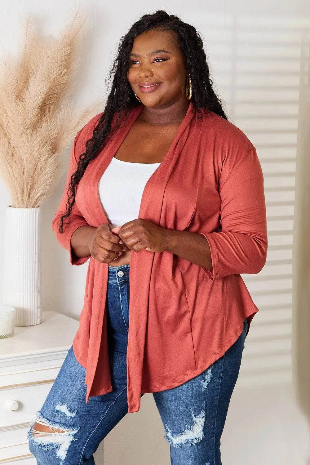 Culture Code Full Size Open Front Cardigan - Bona Fide Fashion