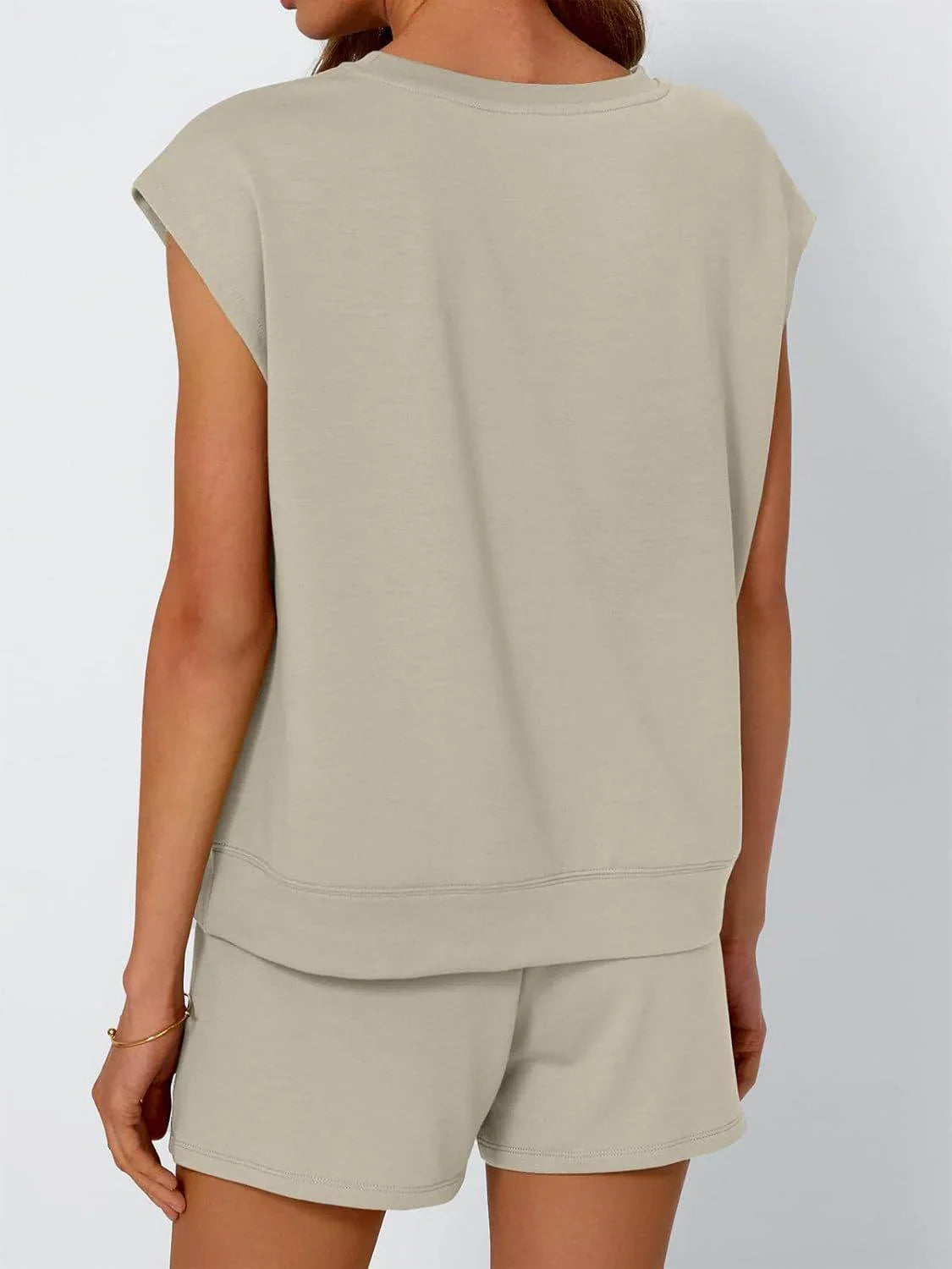 Round Neck Cap Sleeve Top and Shorts Set - Bona Fide Fashion