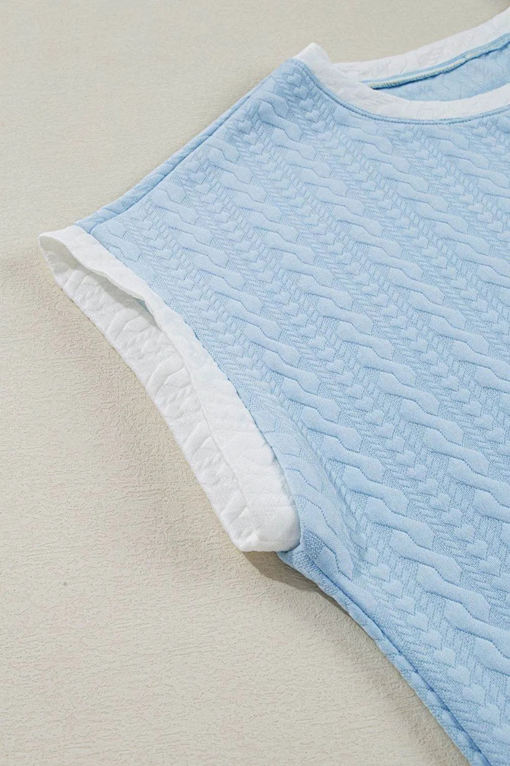 Textured Contrast Edge Top and High Waist Pants Set – Chic 2-Piece Outfit for Women - Bona Fide Fashion