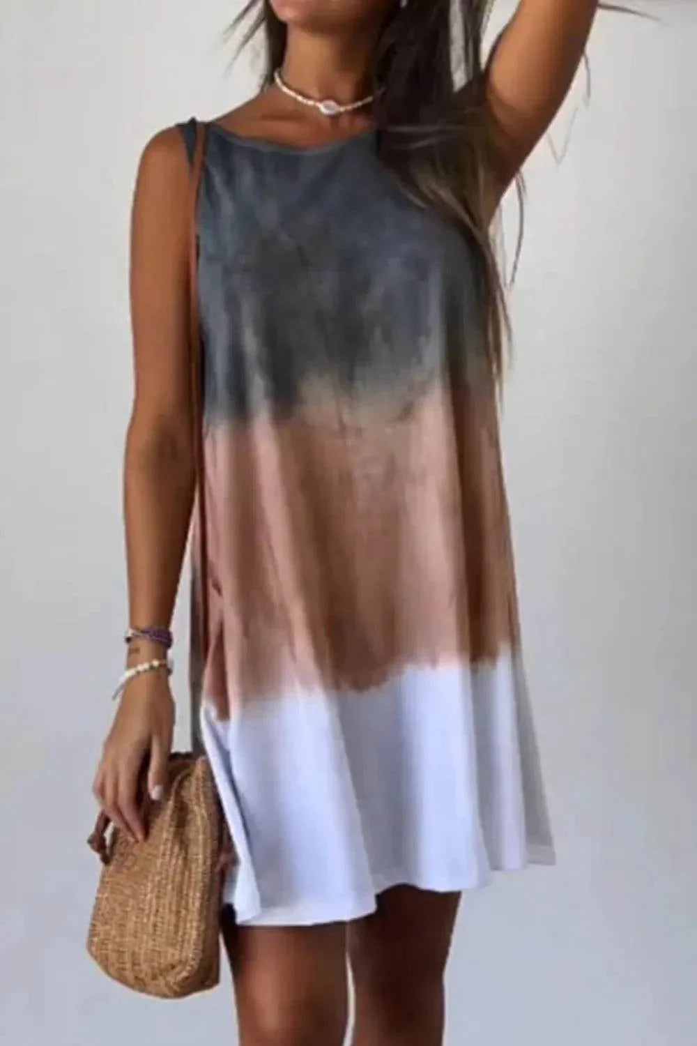 Full Size Tie-Dye Sleeveless Mini Tank Dress Plus Size - Bona Fide Fashion