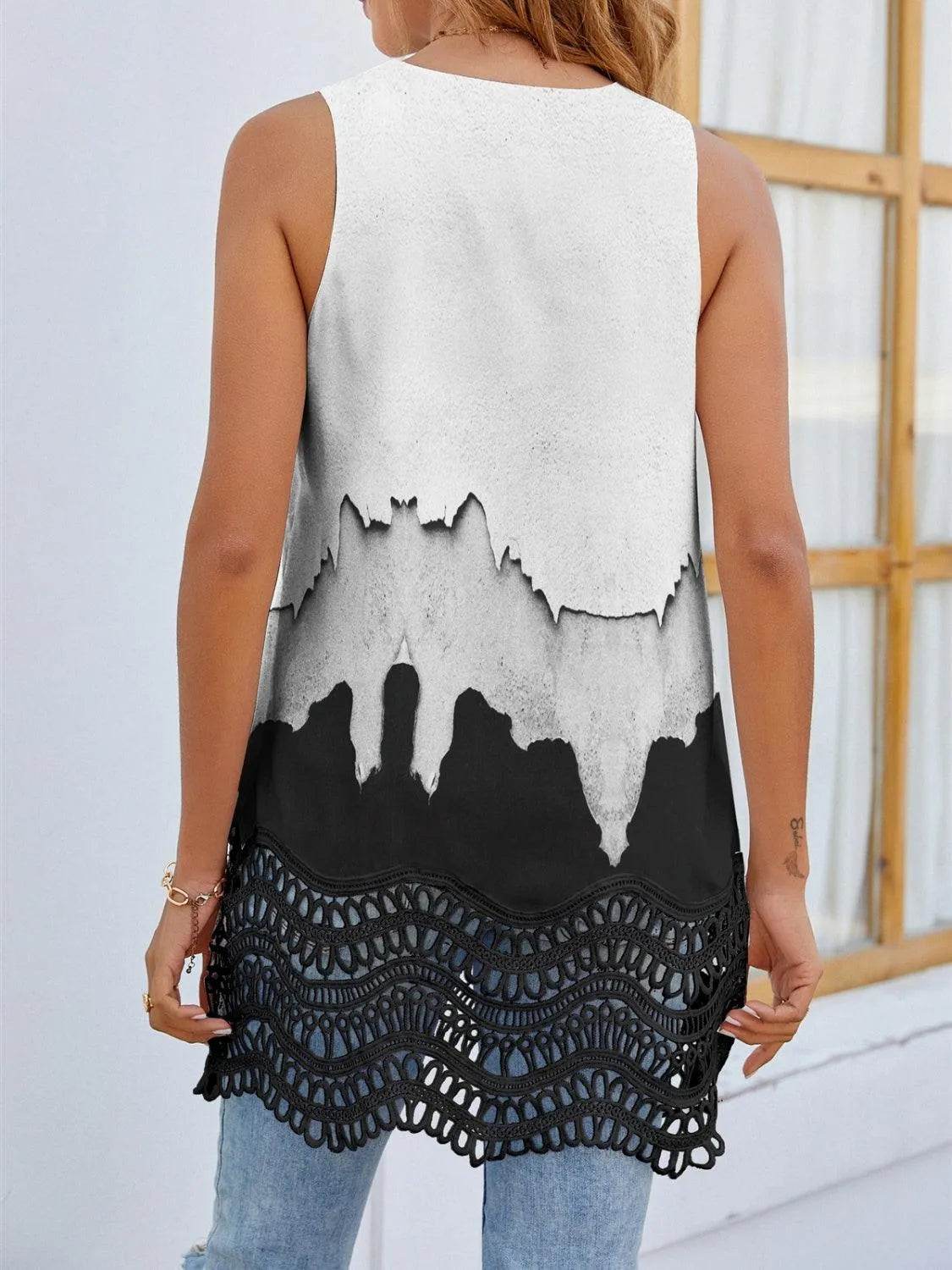 Fam Fam Printed V-Neck Tank Top – Stylish Sleeveless Casual Top for Women - Bona Fide Fashion