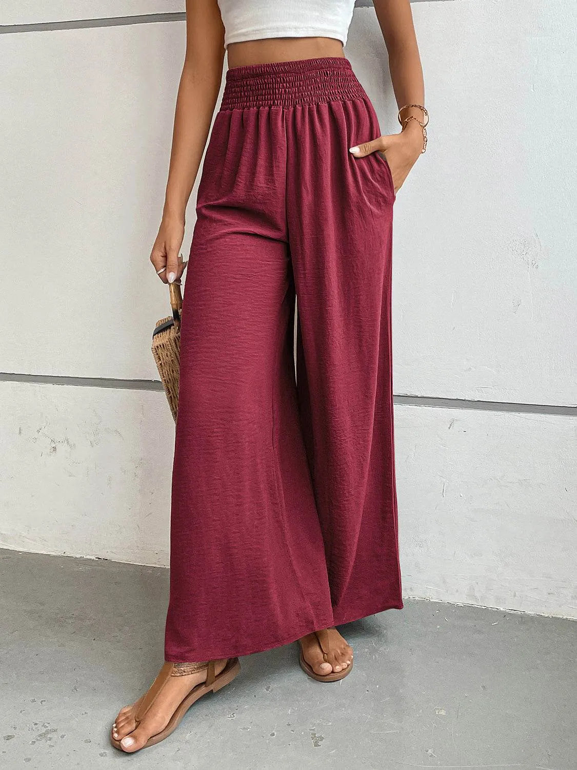 Perfee Wide Leg Pants with Pockets - Bona Fide Fashion