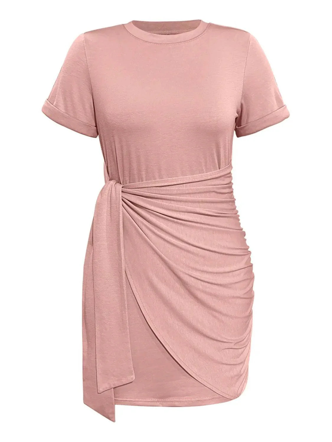 Round Neck Short Sleeve Mini Tee Dress - Bona Fide Fashion