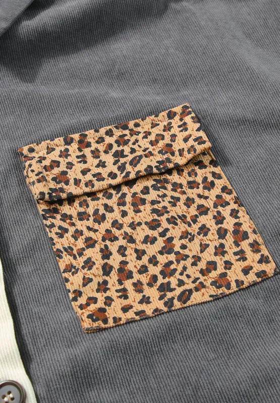 Leopard Button Up Drop Shoulder Jacket - Bona Fide Fashion
