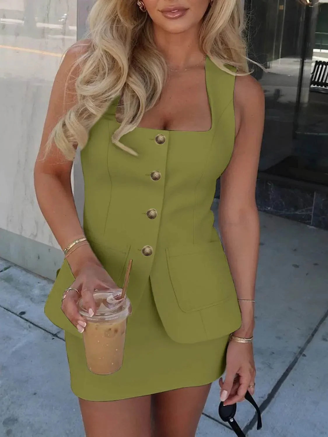 Square Neck Tank and Skirt Set - Bona Fide Fashion