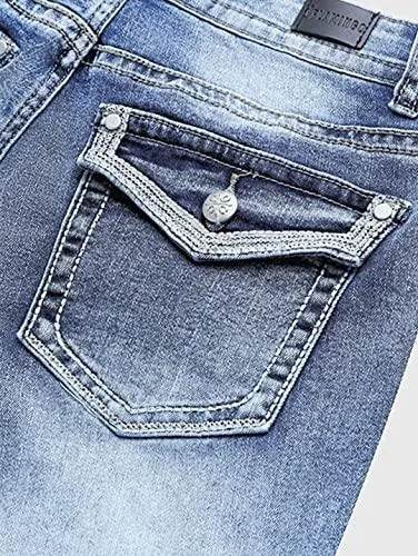 Flamingals Butt Lifting Jeans for Women Trendy Tummy Control Jeans Stretch Boot Cut Jeans Denim Pants Mid Blue L - Bona Fide Fashion