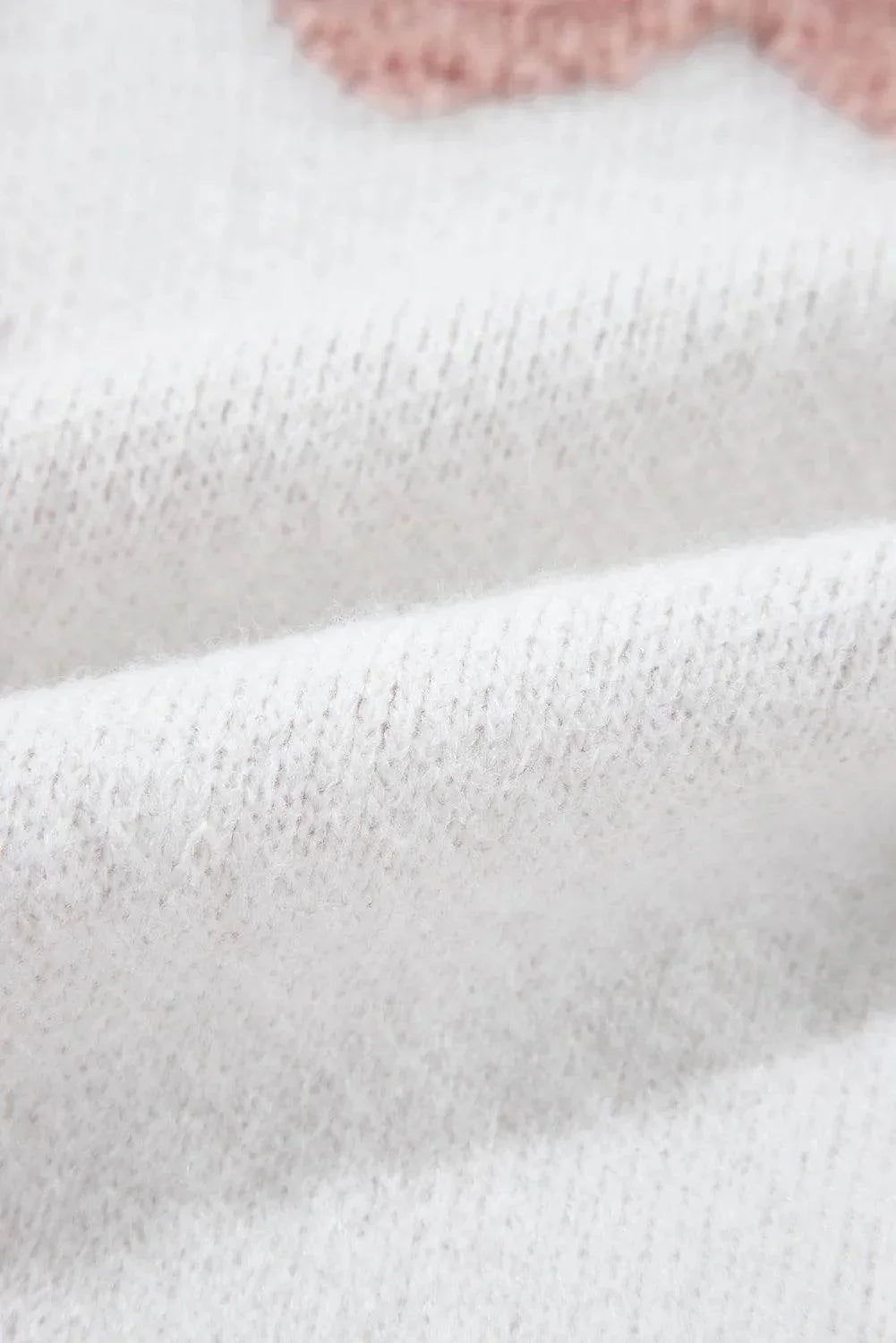 Flower Round Neck Long Sleeve Knit Top - Bona Fide Fashion